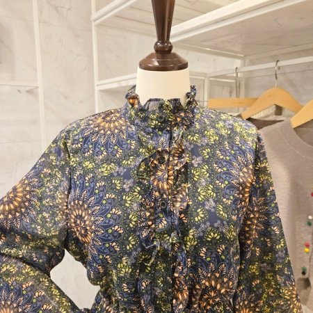 프릴 스트링 긴팔 원피스