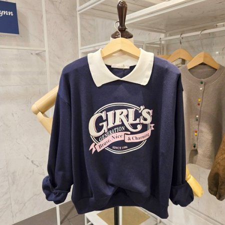 카라 배색 맨투맨티셔츠