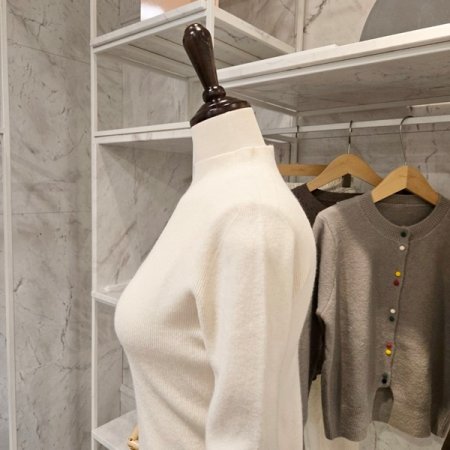 기본 하이넥 골지 니트