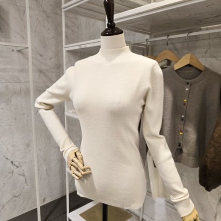 기본 하이넥 골지 니트