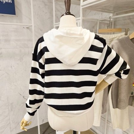 후드넥 줄무늬 투웨이 가디건