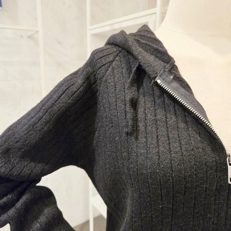 후드 골지 투웨이 가디건