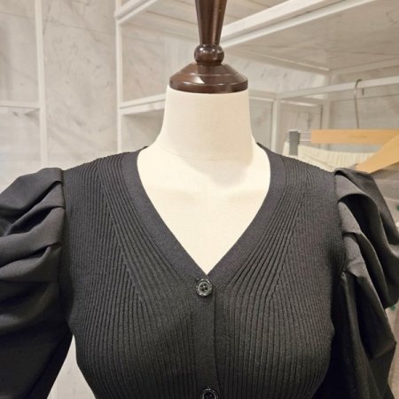 셔링 퍼프 골지 가디건