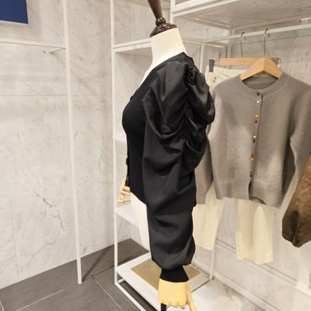 셔링 퍼프 골지 가디건