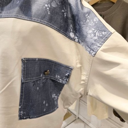 플라워 배색 레더 자켓