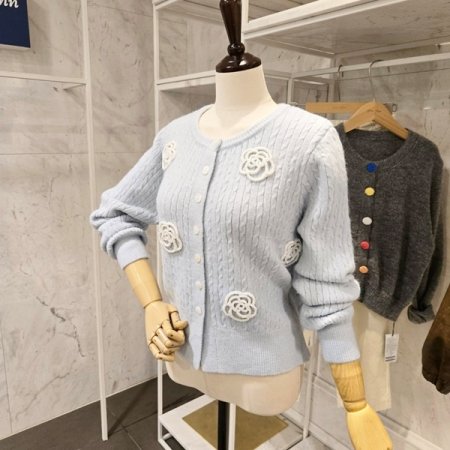 꽃 장식 케이블 가디건