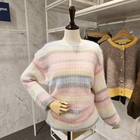 컬러 보트넥 니트