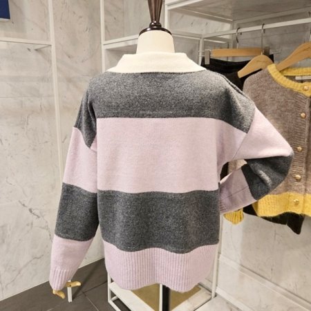 카라 줄무늬 니트