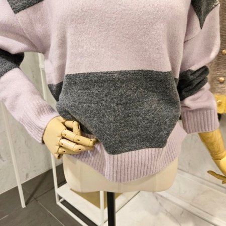 카라 줄무늬 니트