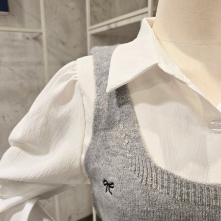 리본 뷔스티에 블라우스 세트