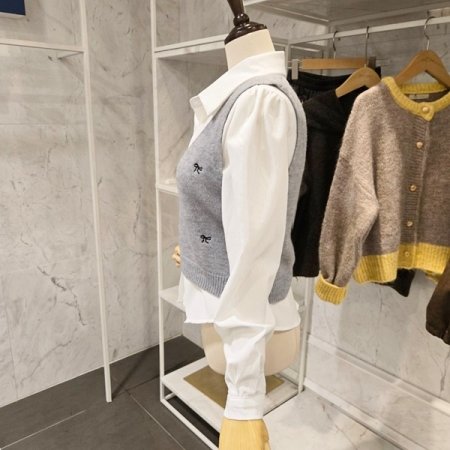 리본 뷔스티에 블라우스 세트