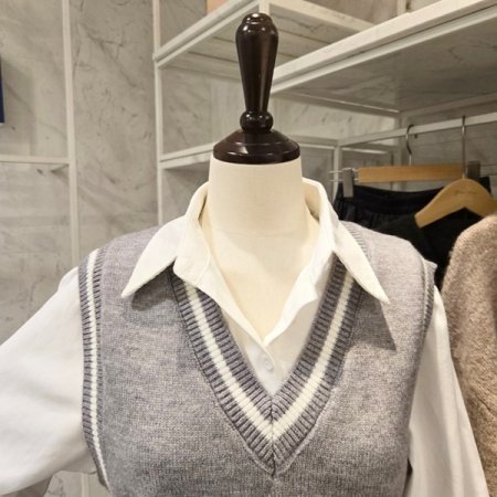 무지 셔츠 니트 베스트 세트