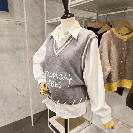 무지 셔츠 니트 베스트 세트