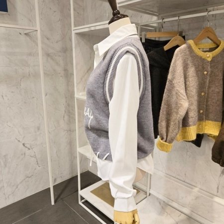 무지 셔츠 니트 베스트 세트