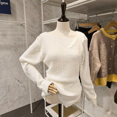 트임 끈 부클 니트