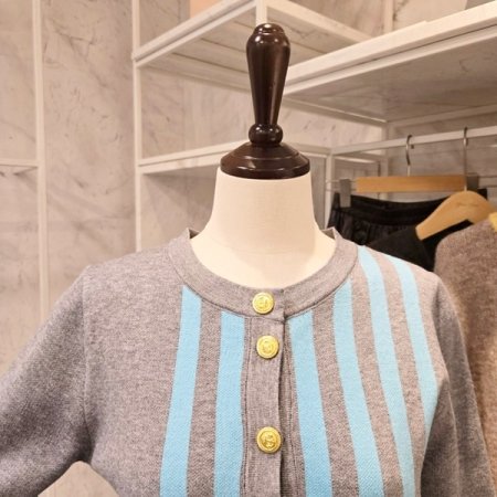 격자줄무늬 니트 가디건