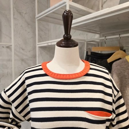 미니포켓 줄무늬 니트