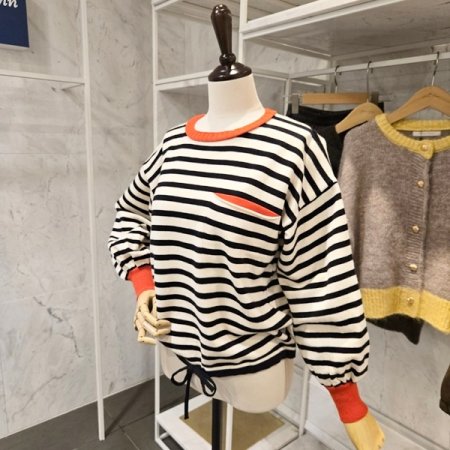 미니포켓 줄무늬 니트