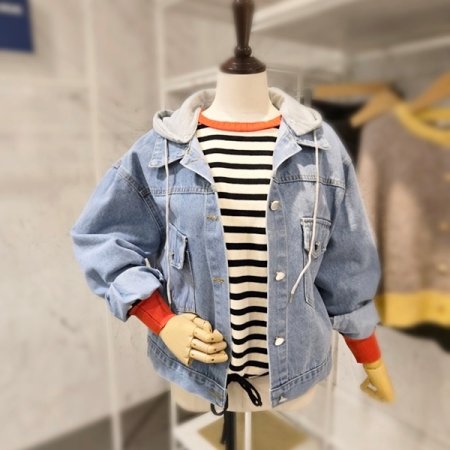 백 프린팅 데님 자켓