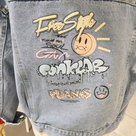 백 프린팅 데님 자켓