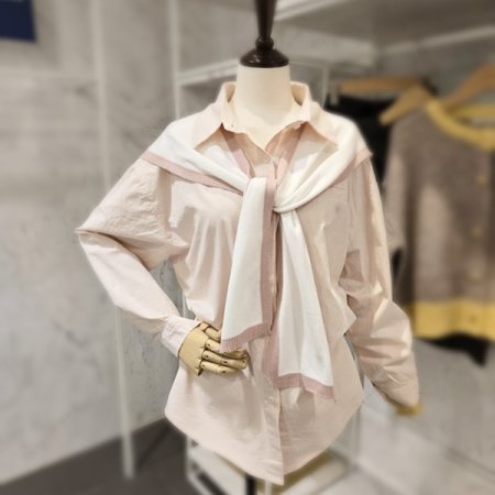 어깨 숄 자수셔츠