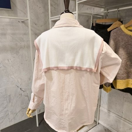 어깨 숄 자수셔츠