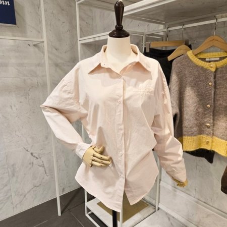 어깨 숄 자수셔츠