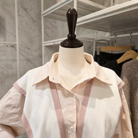 어깨 숄 자수셔츠