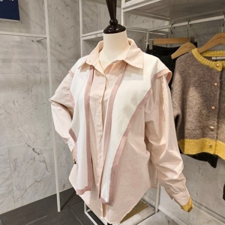 어깨 숄 자수셔츠