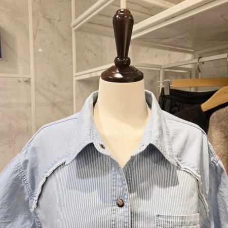 포켓 스트라이프 배색 셔츠