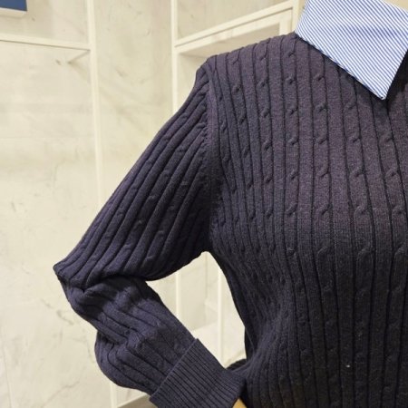 셔츠 배색 케이블 가디건