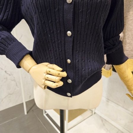 셔츠 배색 케이블 가디건