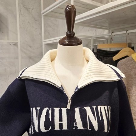 레터링 카라 집업 가디건