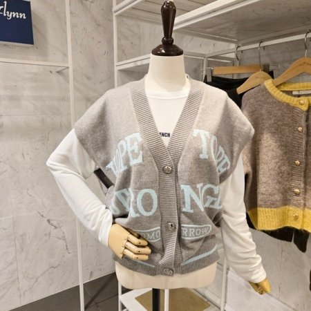 레터링 루즈핏 니트 조끼