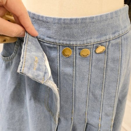 데님 핀턱 랩 스커트