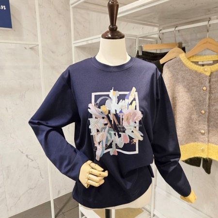 프린팅 라운드넥 티셔츠