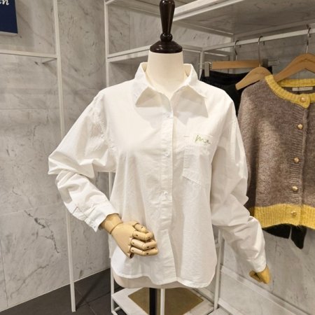 자수 포켓 베이직 셔츠