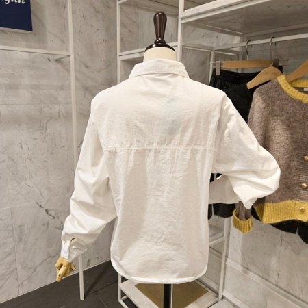 자수 포켓 베이직 셔츠