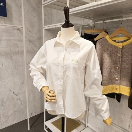 자수 포켓 베이직 셔츠