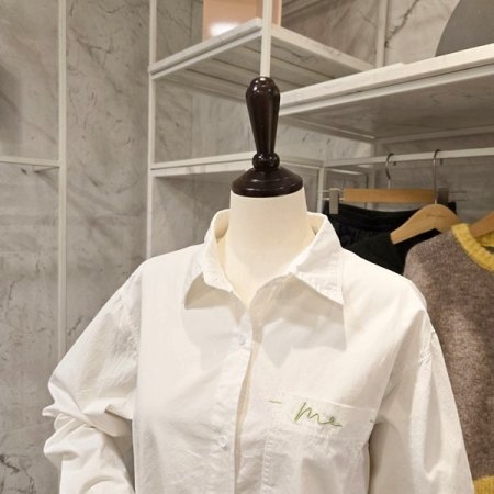 자수 포켓 베이직 셔츠