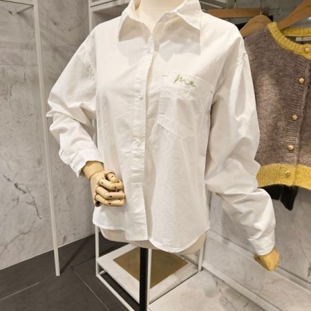 자수 포켓 베이직 셔츠