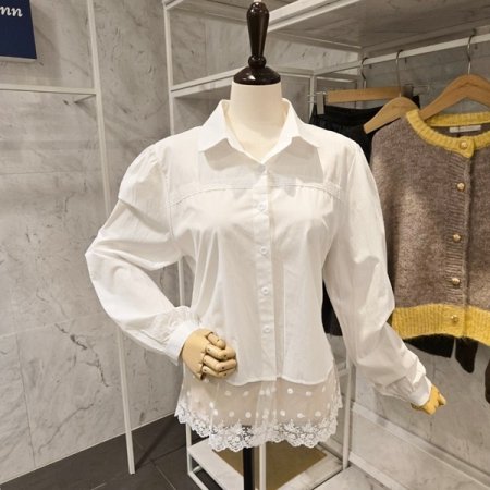 밑단 레이스 셔츠