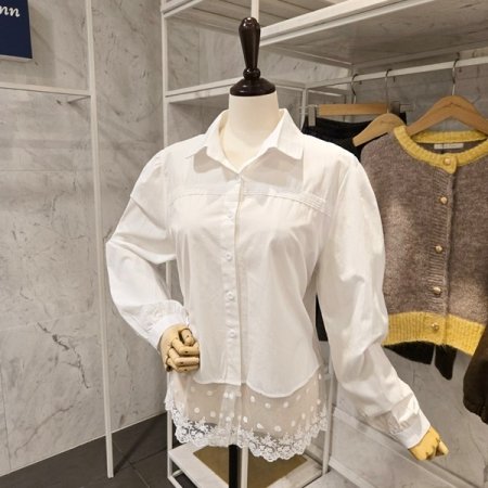 밑단 레이스 셔츠