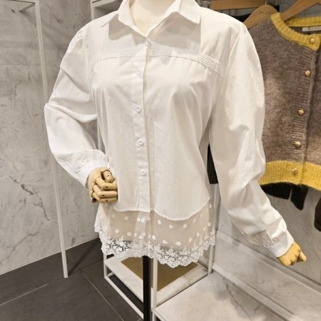 밑단 레이스 셔츠