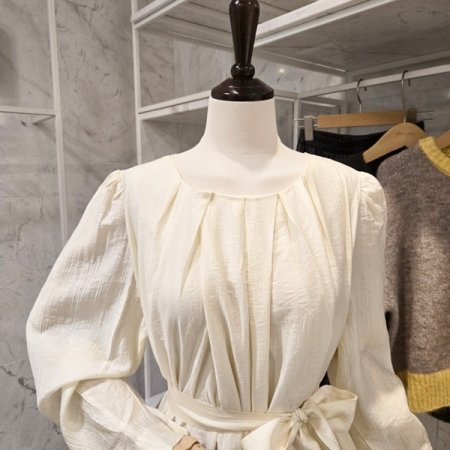 허리 끈 롱 원피스