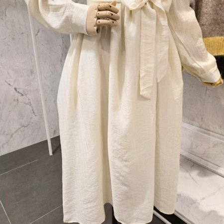 허리 끈 롱 원피스