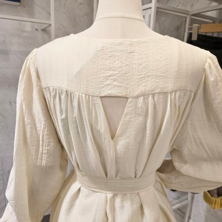 허리 끈 롱 원피스