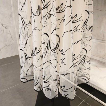 패턴 샤 밴딩 스커트