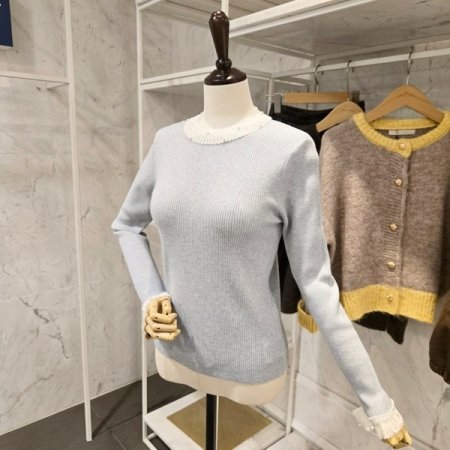 진주 라운드 골지 니트