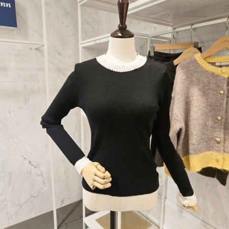 진주 라운드 골지 니트